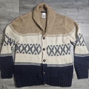 Filippo Novelli Cowichan Wool Blend Chunky Cardigan Sweater Italy Alpaca Large